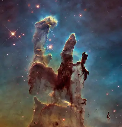 Archive: Hubble visible-light image of the Pillars of Creation, observed 29 October 2014. Not newly captured for the 18 October 2026 feature.