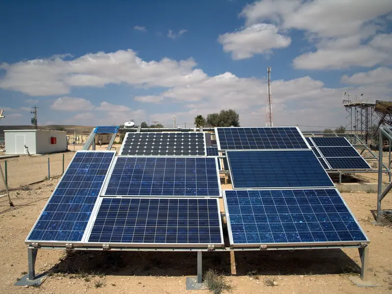 Solar arrays at the Israeli National Solar Energy Center — archive photograph