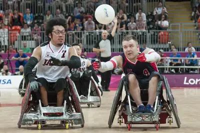 Archive: USA–Japan wheelchair rugby bronze-medal match at London 2012. Not the Aichi-Nagoya 2026 competition.