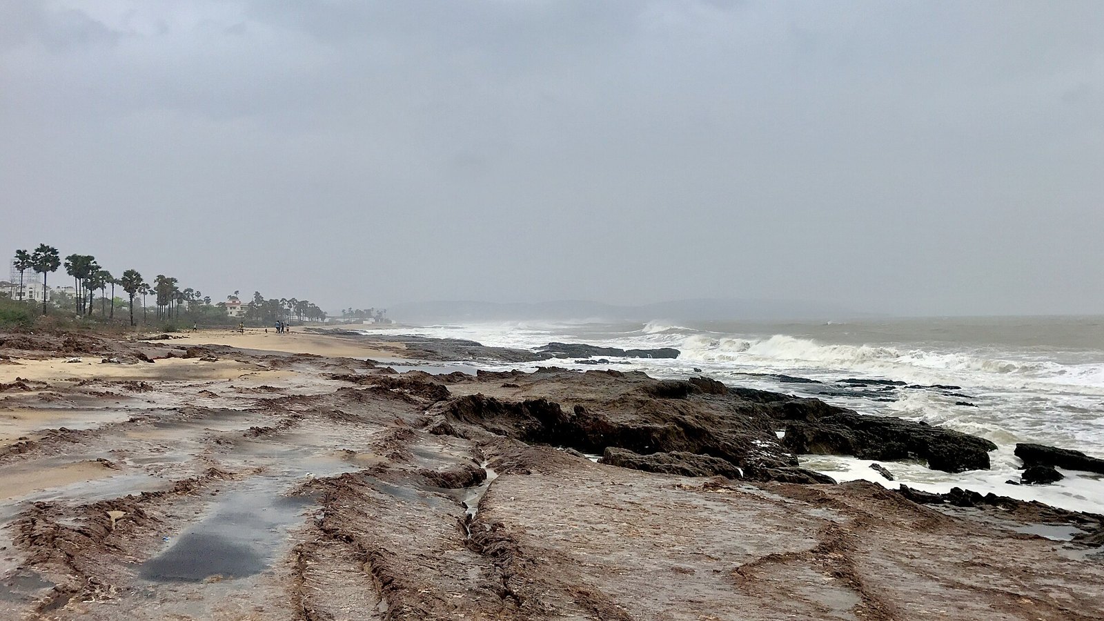 Rough seas at Thotlakonda beach near Visakhapatnam during Cyclone Fani, 2 May 2019. Archive coastal illustration; not Cyclone Arnab in October 2026.
