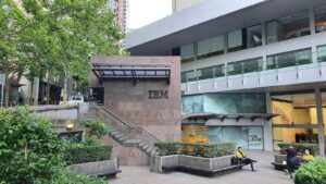 IBM building sign in Sydney, 25 April 2023. Archive; not the TechXchange 2026 event in Atlanta.
