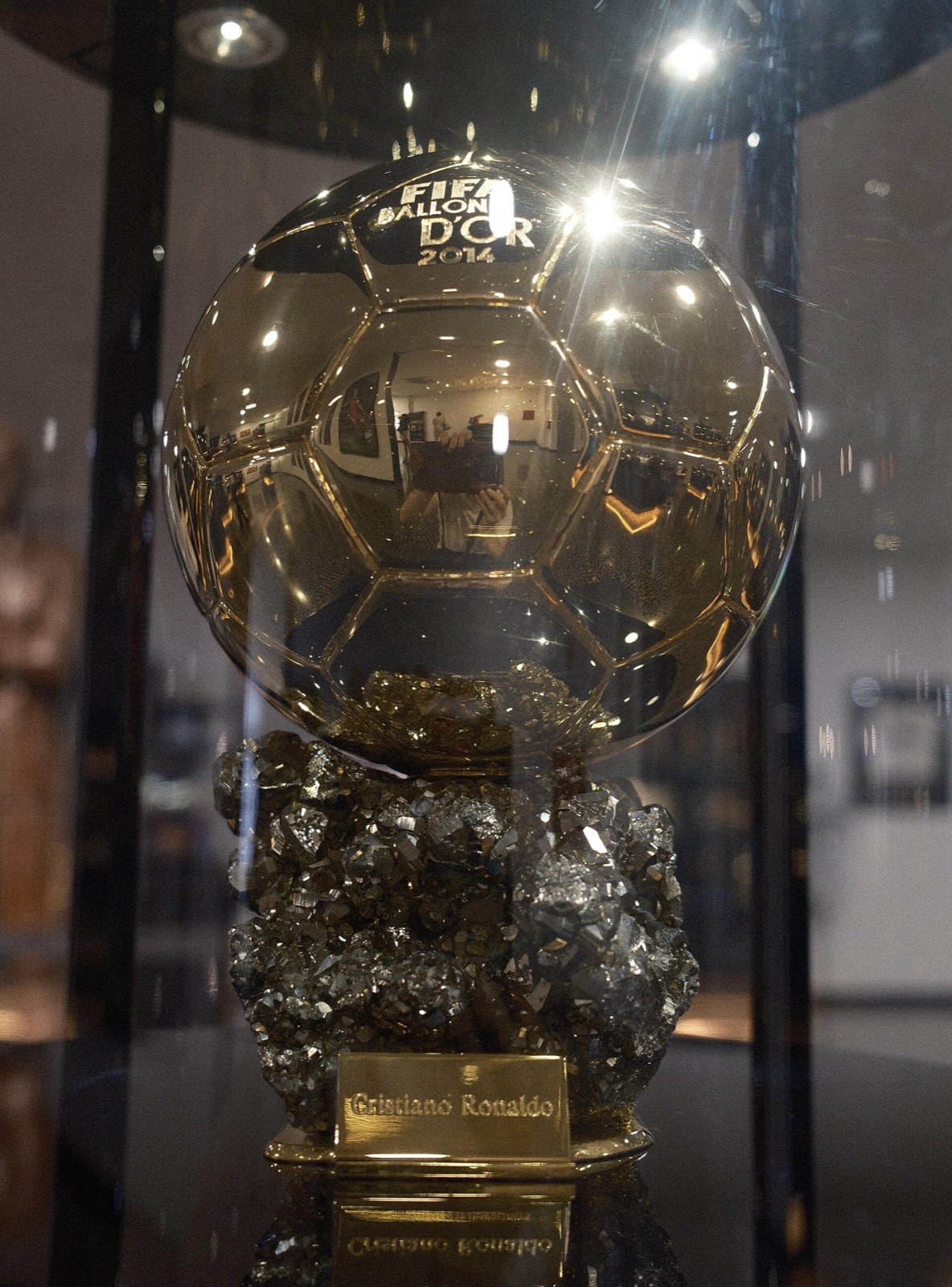 Cristiano Ronaldo’s 2014 FIFA Ballon d’Or trophy at the CR7 Museum, photographed 16 October 2024. Archive; not the 2026 trophy or ceremony.