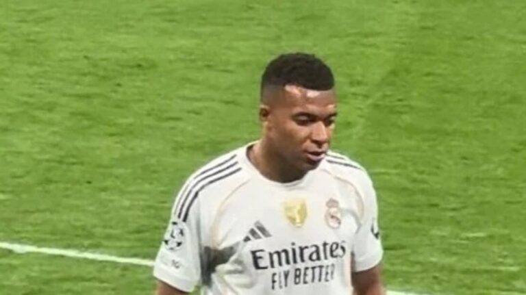 Kylian Mbappé against Juventus, 22 October 2025. Archive; not the 2026 Clásico.