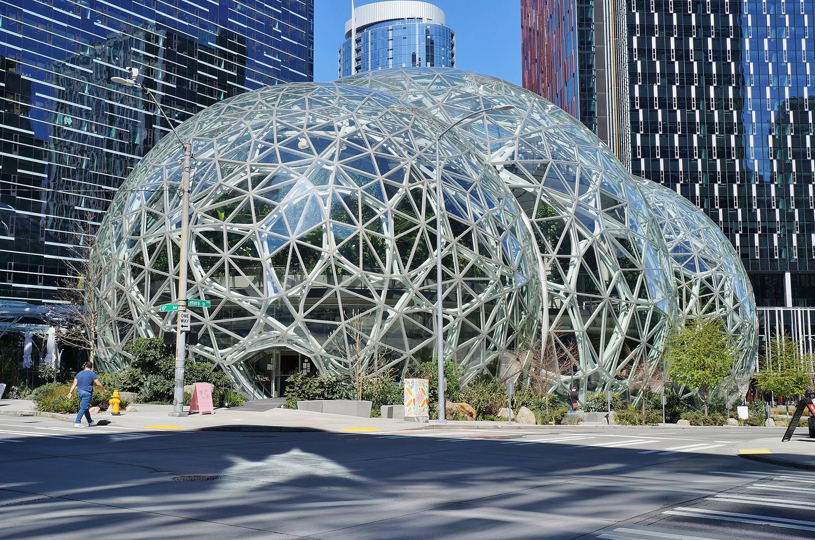 Amazon Spheres in Seattle, 9 April 2020. Archive exterior, not a data centre or the earnings presentation.