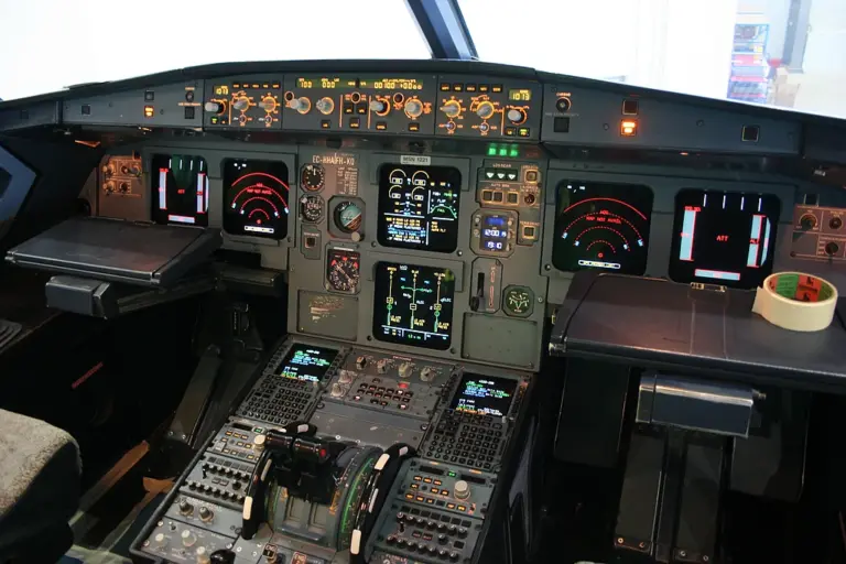 Vueling Airbus A320 cockpit during maintenance, March 2011; no JASPER device identified.