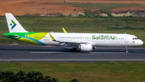 Airbus A321 на SalamAir в Дака, май 2023 г.; не е първи полет по нов маршрут.