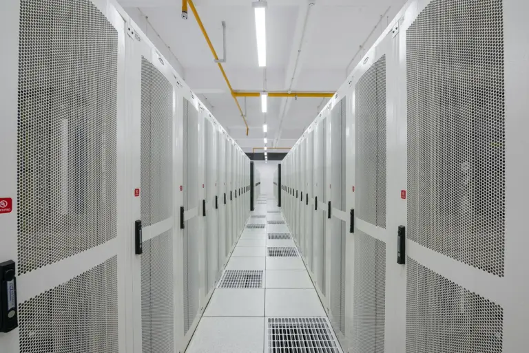 Server racks at Amravati Data Center, India, August 2021; not NVIDIA DSX.