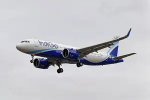 Airbus A320 на IndiGo при изпитателен полет; архив, не новата линия до Танзания.