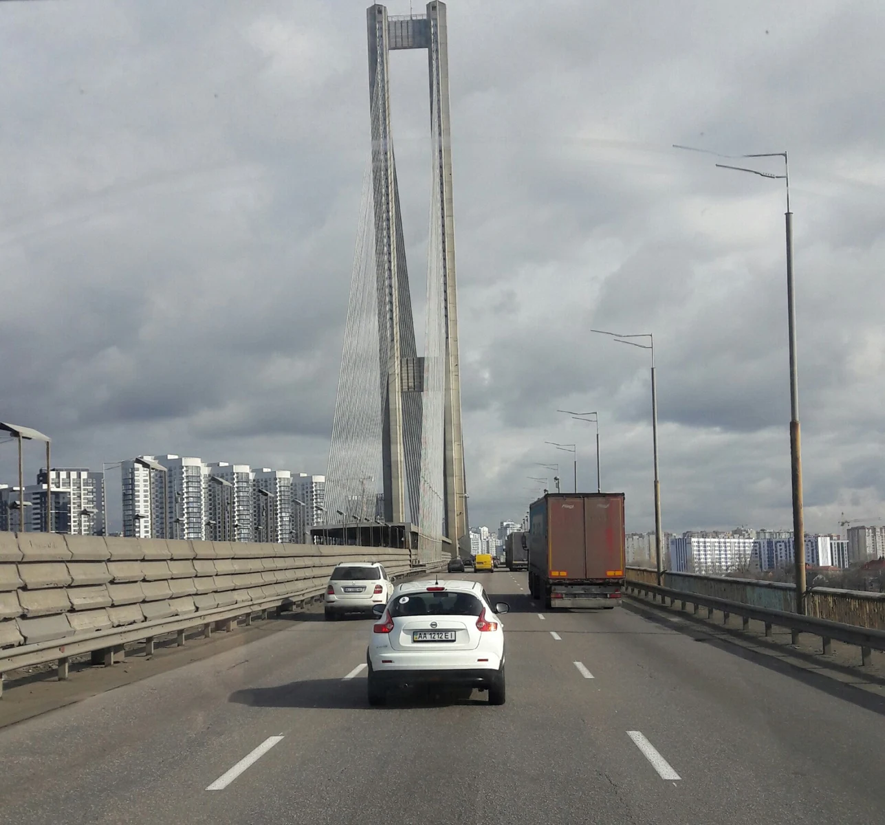 Kyiv Southern Bridge, March 2019; archive photograph, not the October 2026 damage.