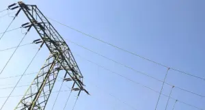 High-voltage electricity infrastructure in Sebnitz, Germany, photographed in 2021.
